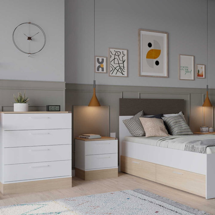 Hanah Home Cómoda de 5 Cajones Roble y Blanco